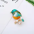 Exquisite enamel bird brooch with rhinestone alloy pin for women fashion jewelry detail view - Bird on Branch (14#)