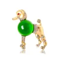 Süße Pudel Strass Brosche grüne Perle Gold Legierung Mode Anzug Mantel Schmuck Accessoire - Grüne Perle Dalmatiner Stil (10)