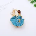 Exquisite cartoon ballet dancer brooch with blue enamel and gold trim for women and girls. - Ballet Dancer Brooch (0401-4)