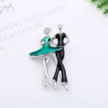 Elegant dancing couple enamel brooch with sparkling crystals, perfect fashion accessory gift. - Dancing Couple Style (0401-4)