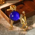 Niedliche Legierung Strass Hund Brosche blaue Kristallkugel Retro Mode Anstecknadel - Blaue Glaskugel Hund Stil (11)