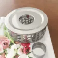 Stainless steel tea warmer, metal teapot heating base, candle stove holder for tea. - Concave Multi-Hole Style / Stainless Steel