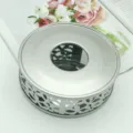 Stainless steel tea warmer candle stove hollow teapot warmer base for home and office use. - Flat Small Flower Style / Stainless Steel