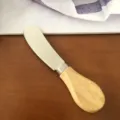 Stainless steel butter knife with wooden handle cheese spreader for kitchen tabletop use - Wooden Handle Cheese Knife