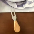 Stainless steel two-prong cheese fork with wooden handle for kitchen and dining table - Wooden Handle Fork