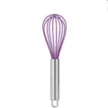 Purple silicone wire whisk with stainless steel handle, ideal for baking, whipping cream and eggs. - 8 Inch / Purple