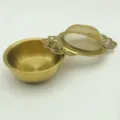 Gold stainless steel tea strainer mesh filter with decorative lace rim for loose leaf tea. - Lace Tea Strainer (With Round Bowl Base) / Gold