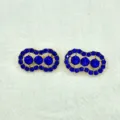 Rhinestone blue crystal peanut brooch pin alloy geometric scarf buckle fashion accessory - Dark Blue