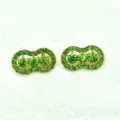 Green rhinestone peanut brooch detail view, elegant alloy crystal pin fashion jewelry. - Grass Green