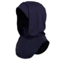 Solid color elastic balaclava hooded scarf all-in-one winter headgear detail view. - Navy Blue