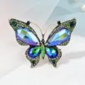 Retro luxury aurora purple butterfly brooch rhinestone crystal pin for women suit jacket accessory - Metallic Green