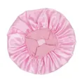 Pink satin hair bonnet oversized sleep cap silky night cap for women hair care styling - One Size / Pink