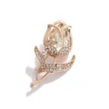 Gold plated crystal tulip flower brooch pin for women elegant scarf buckle accessory - White