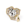 Elegante Kristall Strass Blumen Brosche Nadel, goldenes Metall Anzug Accessoire. - Weißes Strassblatt