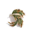 Broche pluma estrass creativa retro hueco esmalte corsage nicho diseno pin insignia - Verde Degradado