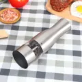 Stainless steel electric pepper grinder for kitchen, adjustable ceramic rotor salt mill. - Model C Traditional Press Stainless Steel Electric