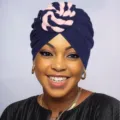 Bohemian twist turban hat detail showcasing the soft blue and pink knit texture and elegant style. - One Size / Navy Blue