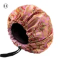Rosa Vintage Gedruckte Satin Schlafhaube Verstellbar Elastische Haarpflege Mütze - Einheitsgröße / Muster 11