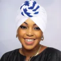 Bohemian white turban hat with blue braided floral detail for women and chemo patients. - One Size / White
