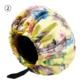 Floral satin sleep cap with adjustable strap for women hair care sleeping bonnet yellow - One Size / Flower Pattern 02