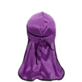 Purple satin durag long tail wave cap comfortable headwrap hair accessories fashion - One Size / Purple