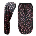 Longnet de Nuit en Satin pour Cheveux Longs Bonnet en Soie Soin Impression Lèvres Noir - Imprimé Lèvres Rouges Noir