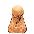 Silky durag with long tail and black piping, premium satin hair wrap cap for men and women. - One Size / Brown