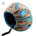 Satin sleep cap for women, blue paisley print hair bonnet with adjustable elastic drawstring. - One Size / Flower Pattern 07
