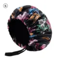 Floral print satin sleep bonnet featuring adjustable elastic strap for overnight hair care. - One Size / Flower Pattern 06