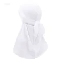 Weißer Samt Durag Langer Schwanz Piratenmütze Kopfbedeckung Weiche Bandana für Wellen - Einheitsgröße / Weiß