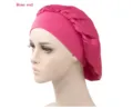 Gorro de dormir de saten liso de ala ancha para mujer gorro capilar en rojo rosa. - Rosa rojo