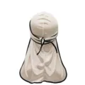 Premium Silk Satin Durag Long Tail Headwrap Braid Cap Hair Cover Design With Black Edge - One Size / Off White