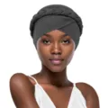Dunkelgraue geflochtene Turban Mütze für Damen, stilvolles elastisches Haarband, bequeme passform. - Einheitsgröße / Grau
