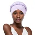 Women's Light Purple Braided Turban Hat Fashion Head Wrap Casual Solid Color Muslim Cap - One Size / Light Purple