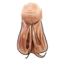 Seidiger Durag Satin Haartuch langer Schwanz in Pfirsichfarbe mit schwarzem Rand - Roségold Mit Schwarzem Rand
