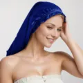 Gorro de dormir largo de satén para mujer, gorro de noche azul real con volantes. - Talla única / Azul zafiro