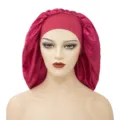 Pink satin sleep cap for women, elastic hair bonnet for curly hair, soft night cap. - One Size / Rose Red