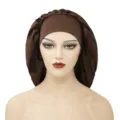 Brown Satin Sleep Bonnet Extra Large Hair Cap Silky Night Cap Elastic Wide Band for Hair - One Size / Coffee