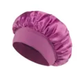 Solid color satin sleep cap for women, wide band hair care bonnet, comfortable night cap purple - One Size / Lavender