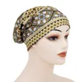Baumwoll Schlafhaube mit Satin-Futter, elastische Chemomütze Variante für Damen angenehm weich. - Einheitsgröße / YH001-2