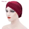 Weinroter Kreuz Turban Hut aus Milchseide Chemo Mütze für Damen Kopfbedeckung Neu! - Einheitsgröße / Rot