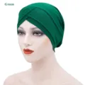 Gröner Milchseide Turban Hut für Damen, bequeme Chemokappe und stilvolle Kopfbedeckung. - Einheitsgröße / Grün