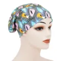 Bunte bedruckte Schlupfmütze für Damen, weiche elastische Chemomütze und bequeme Schlafhaube. - Einheitsgröße / YH001-5