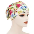 Baumwolle Blumenprint Schlafhaube mit Satinfutter, elastische Chemokappe für Damen. - Einheitsgröße / YH001-7