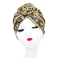 Ethnic style donut turban hat, floral geometric print brown head wrap for women daily. - One Size / YQ2-10