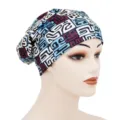 Cotton printed slouchy cap, comfortable chemo hat and breathable sleep cap for women. - One Size / YH001-6