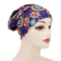 Floral print chemo cap soft stretch sleep turban cap for women comfortable daily wear hat - One Size / YH001-1