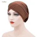 Brown twisted turban hat, comfortable milk silk chemo cap for women, stylish coffee headwear. - One Size / Coffee