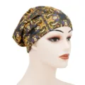 Comfortable cotton paisley print sleep cap with soft satin lining for daily chemo hair loss wear. - One Size / YH001-3