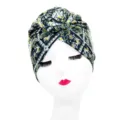 Ethnic paisley floral print donut turban hat with stylish vortex coiled top design. - One Size / YQ2-14